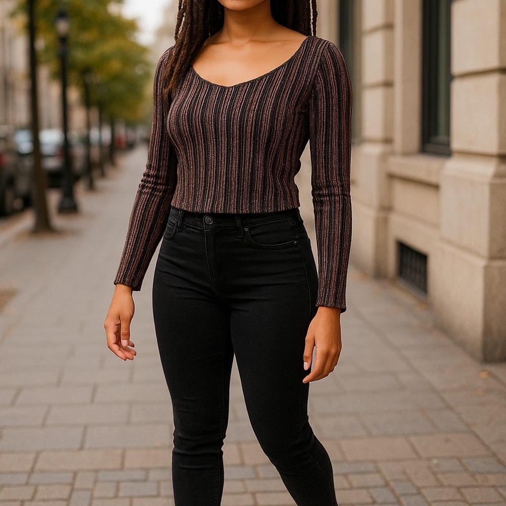 Papaya Black and Pink Striped Top